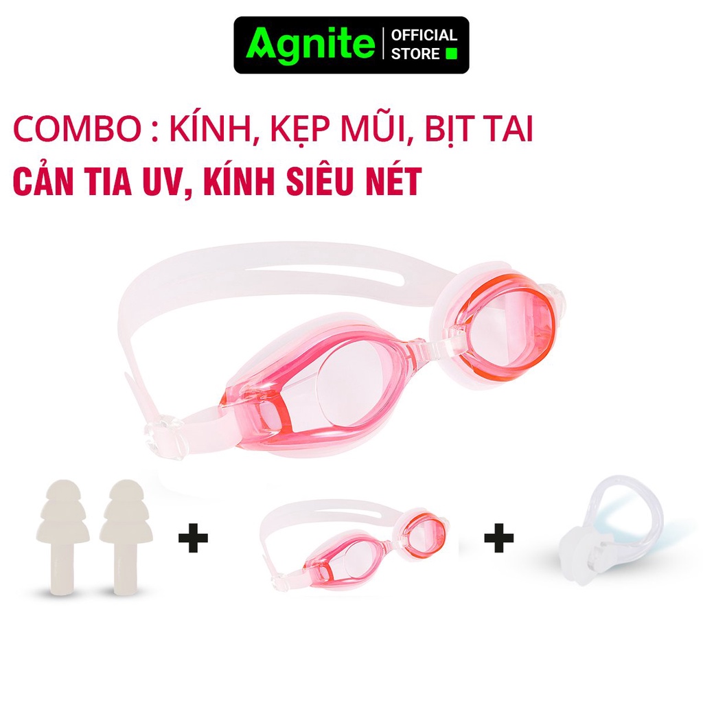 [Quà tặng] Kính bơi người lớn, trẻ em chính hãng Agnite chống tia UV bảo vệ mắt, thấu kính trong, tầm nhìn rõ