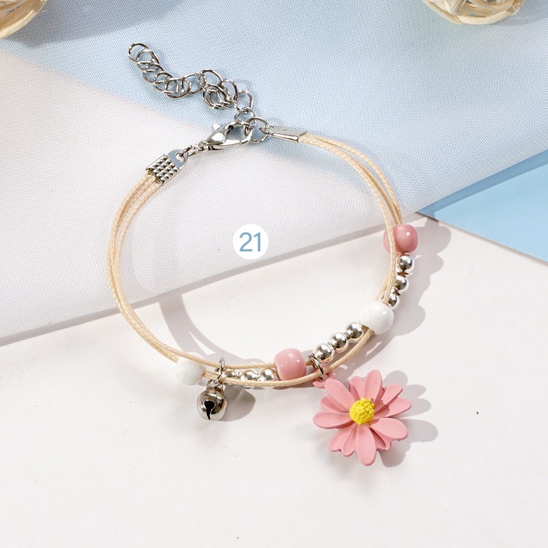  [ẢNH VÀ CLIP THẬT] Vòng tay handmade Hoa cúc Daisy Nhiều màu sắc phong cách dễ thương