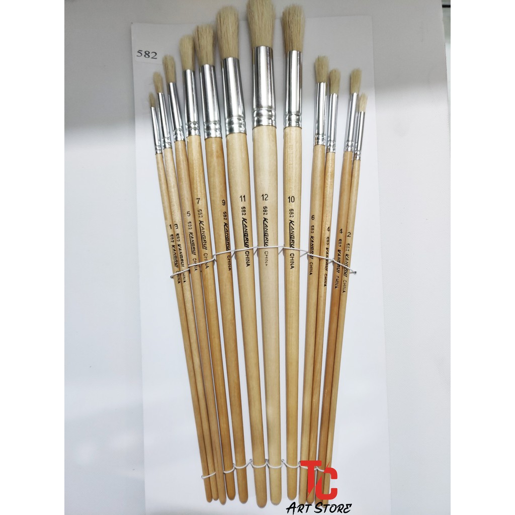 Bộ Cọ Vẽ Đầu Tròn, Cọ Lông Thú Kang Rui Artist Brush12 Cây 582