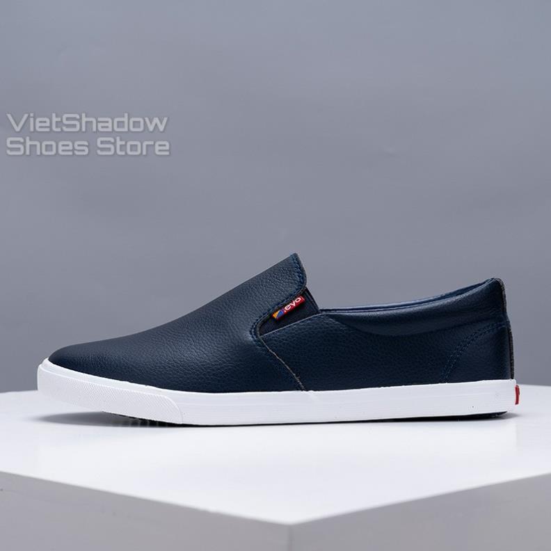 Slip on da nam - Giày lười da nam cao cấp thương hiệu LEYO - Da PU 3 màu đen, trắng và xanh navy - Mã SP A5192 .