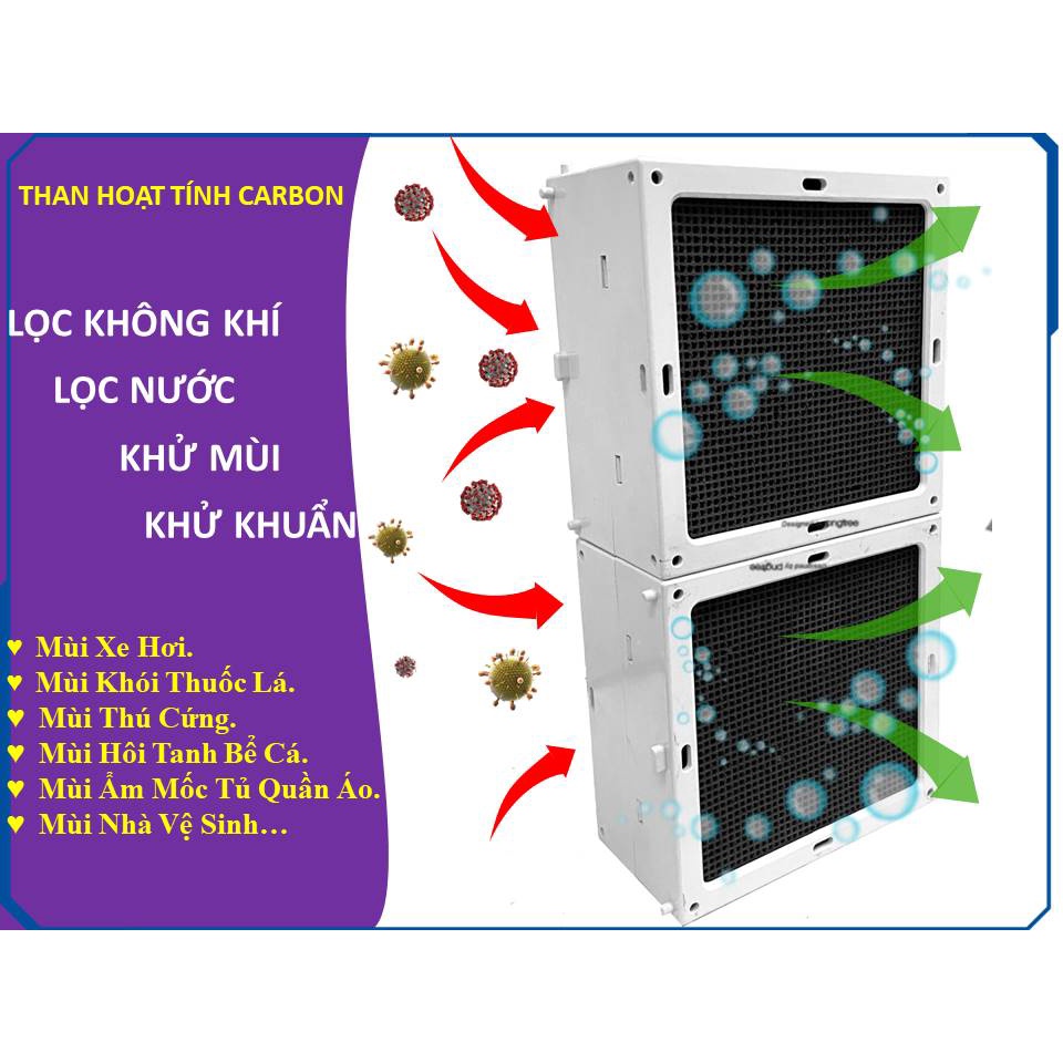 Than hoạt tính, Than hoạt tính carbon lọc không khí, lọc nước, hút mùi, khử khuẩn, khử chất độc hại kích thước 10x10x5cm