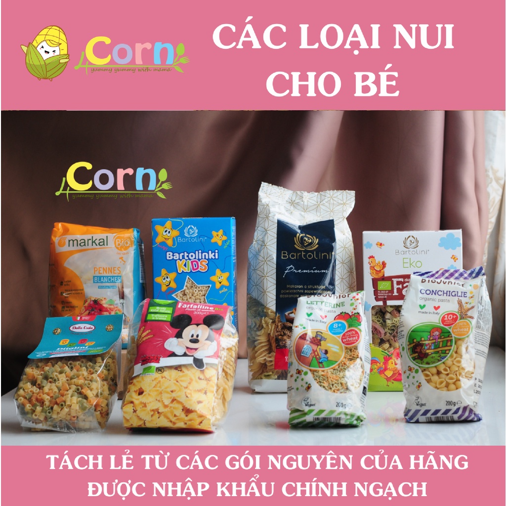 Các loại nui hữu cơ nhập khẩu chế biến ăn dặm -  Cho bé 7m+ [Túi zip 100g]