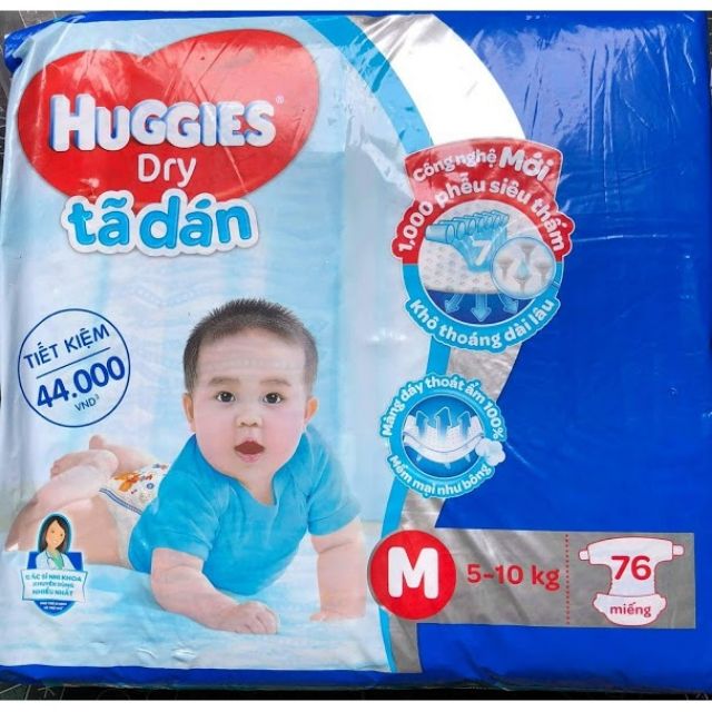 Tả dán Huggies đủ size S50, M76, L68 miếng