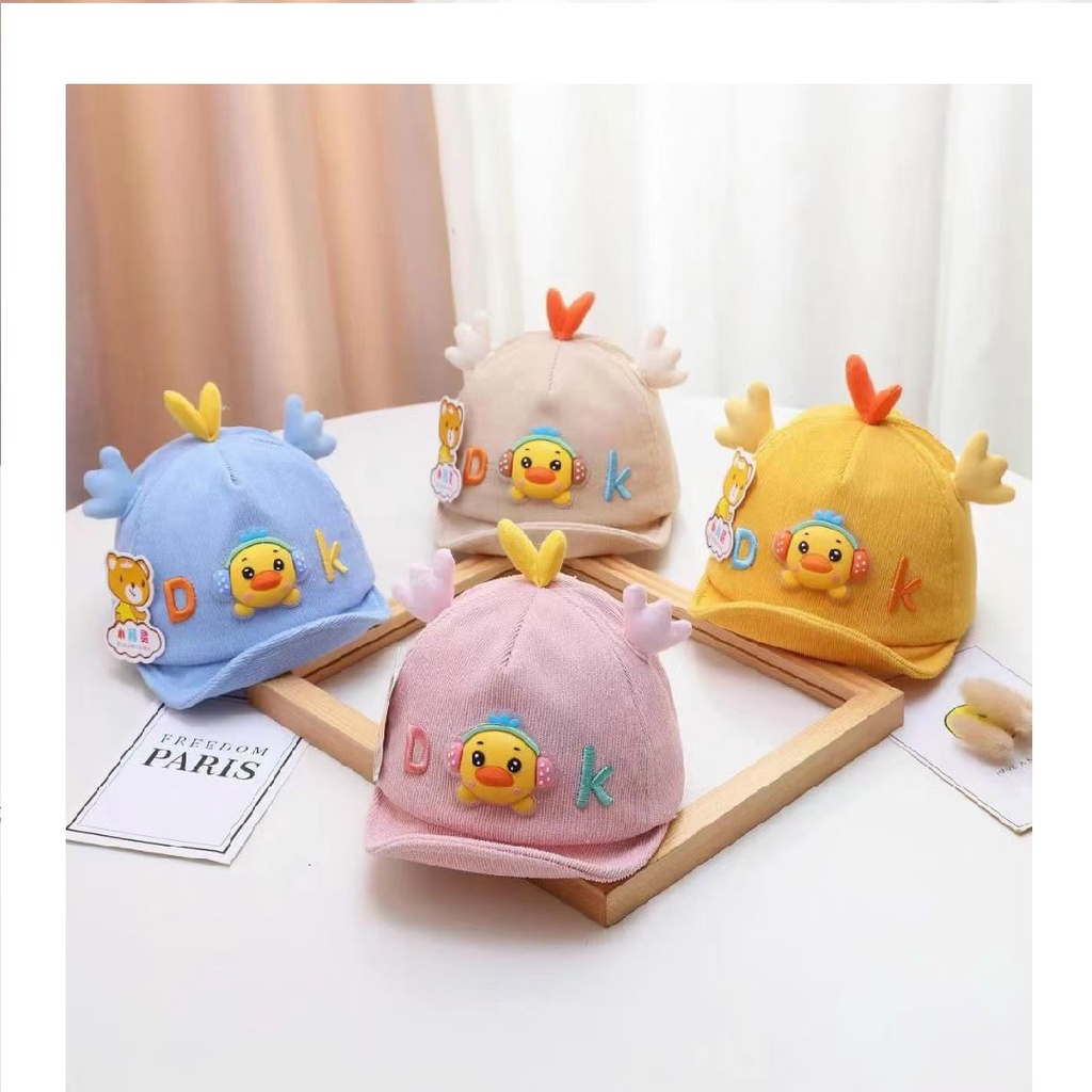 Mũ vải lưỡi trai hình vịt con nón hè chỉnh size xinh xắn bé trai/bé gái 3-18 tháng