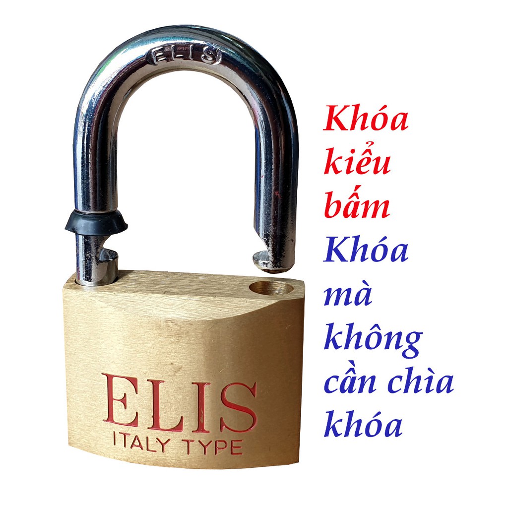 Ổ khóa cửa chất lượng cao ELIS CỠ LỚN 50MM gồm 4 chìa chất liệu thép không gỉ ( Vàng đồng)