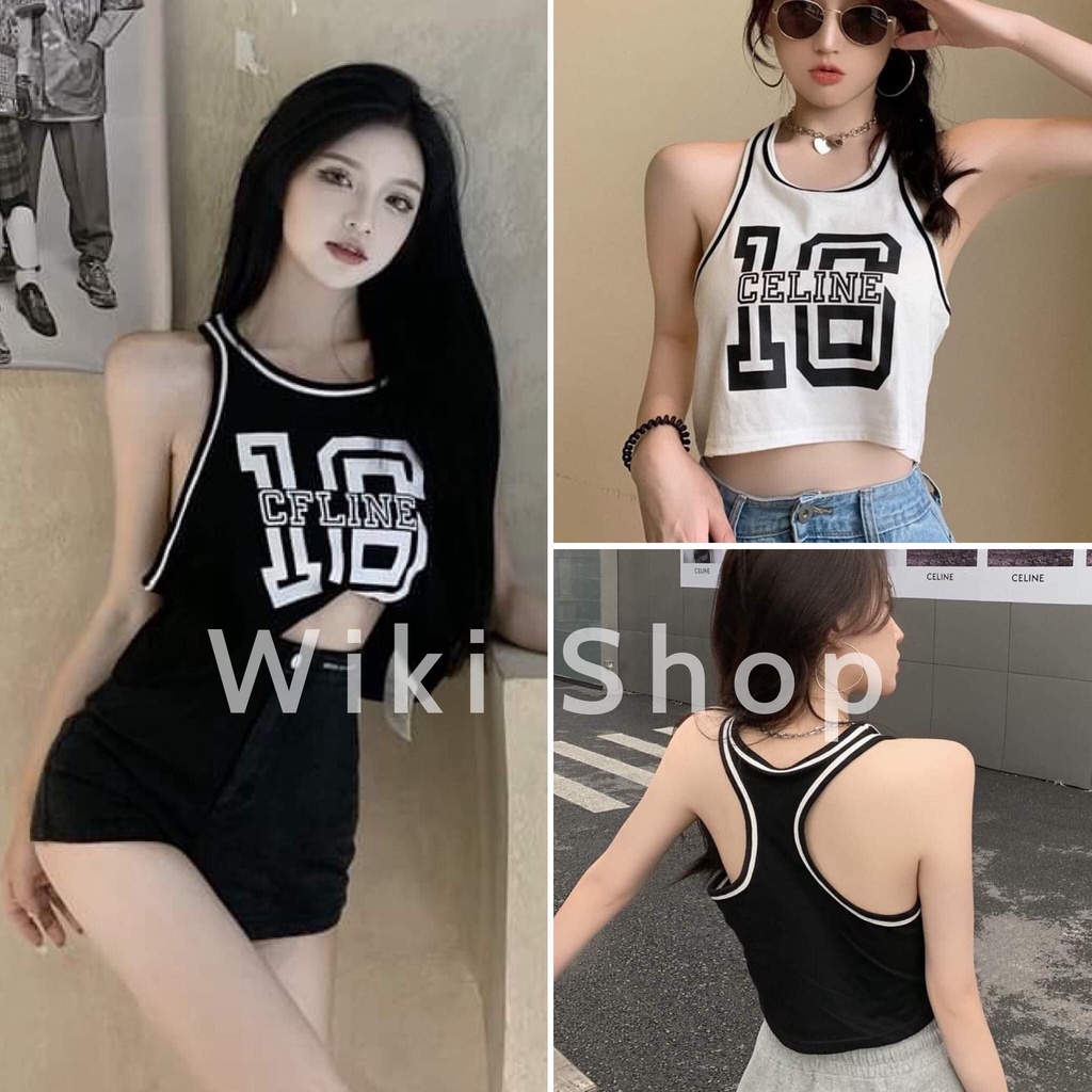 [C338] Áo croptop số 16 sẵn kho 2 màu - Áo croptop nữ 3 lỗ hở lưng dáng thể thao sexy chất thun co giãn giá siêu rẻ