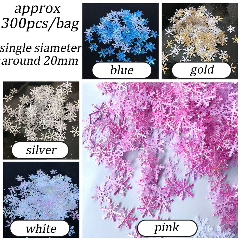 Set 300 bông tuyết giả 2cm nhiều màu sắc dùng trang trí giáng sinh DIY tiện lợi