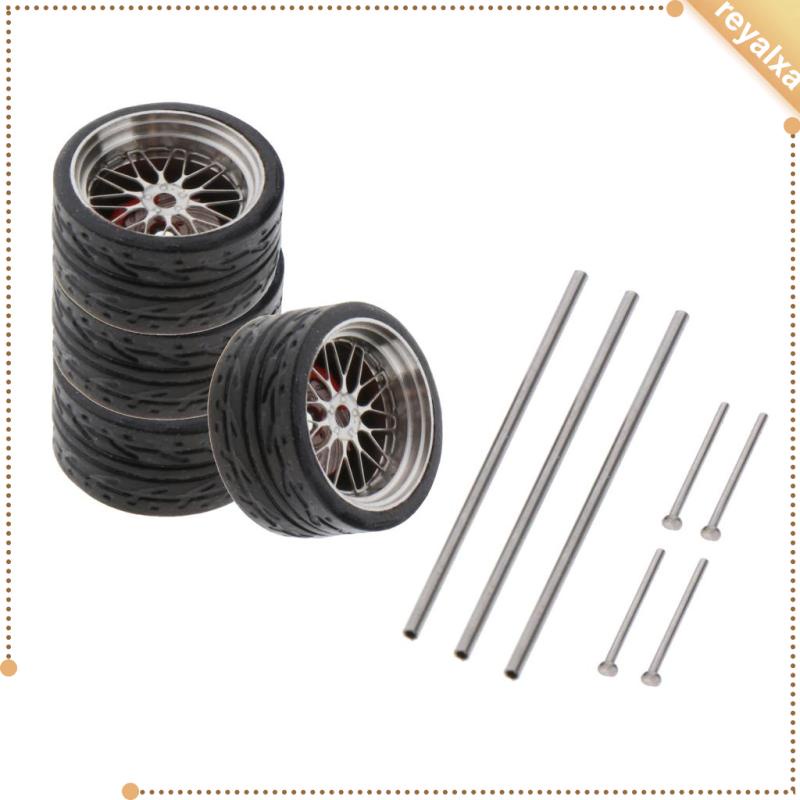 Set 4 bánh xe cao su tỉ lệ 1 / 64 cho xe đồ chơi