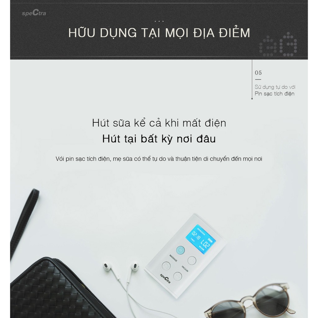 [Chính Hãng Mới 100%] Máy hút sữa Spectra 9 plus hút đôi (dùng điện và pin sạc)