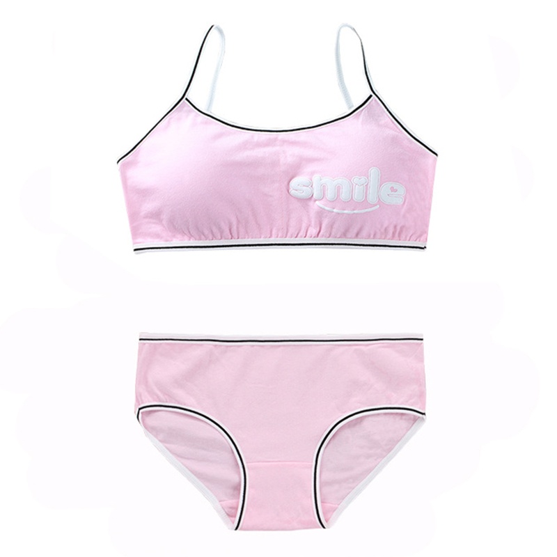 Youyo Set Đồ Lót 2 Món Áo Ngực Thể Thao In Chữ Cười Có Đệm Lót Có Thể Tháo Rời Cho Thanh Thiếu Niên Hipster P