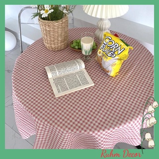 Khăn phủ bàn vải bố linen trang trí nhà cửa cực đẹp, giá tốt - họa tiết Caro tím nhỏ - KB-M06