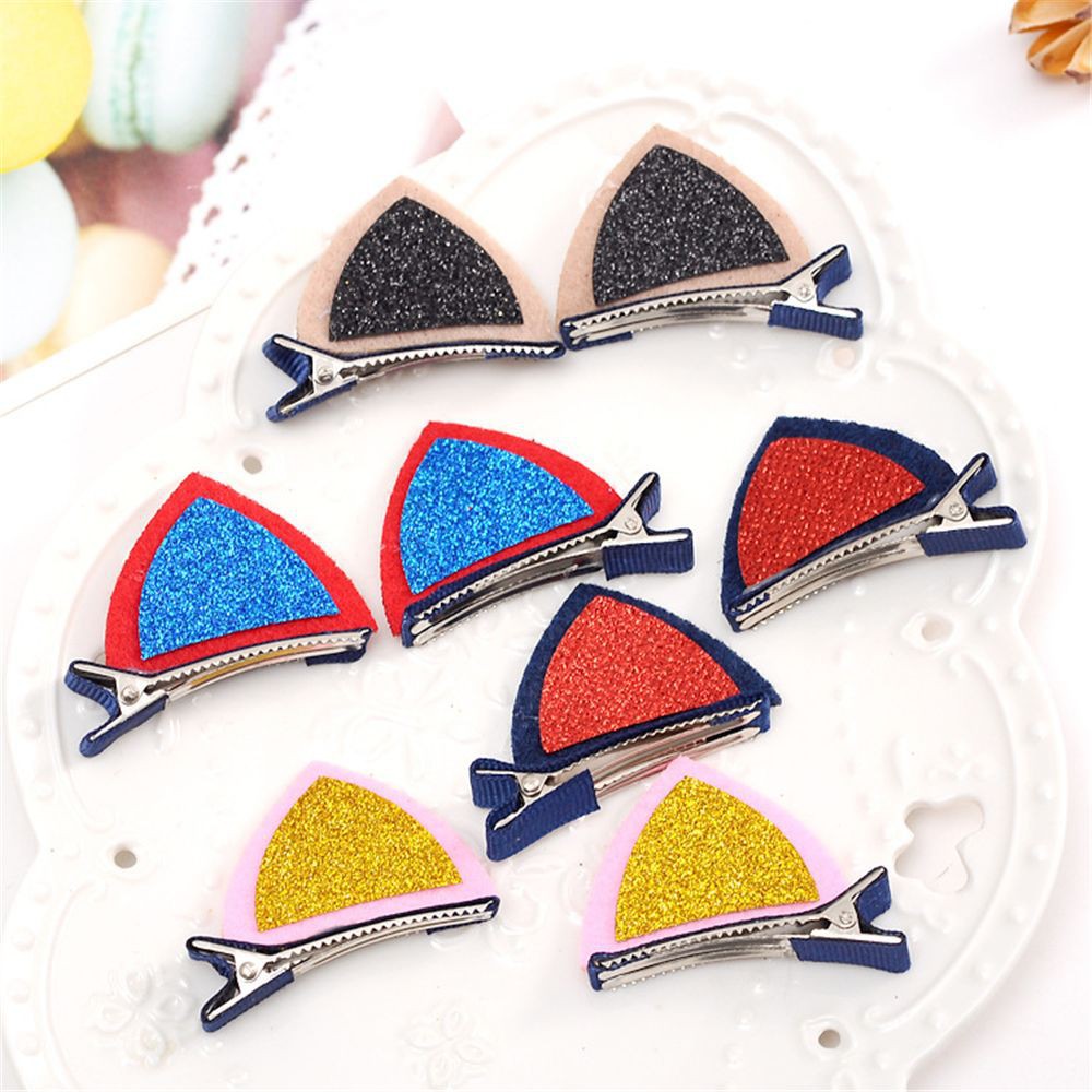 Set 2 kẹp tóc hình tai mèo đính kim tuyến xinh xắn cho bé gái