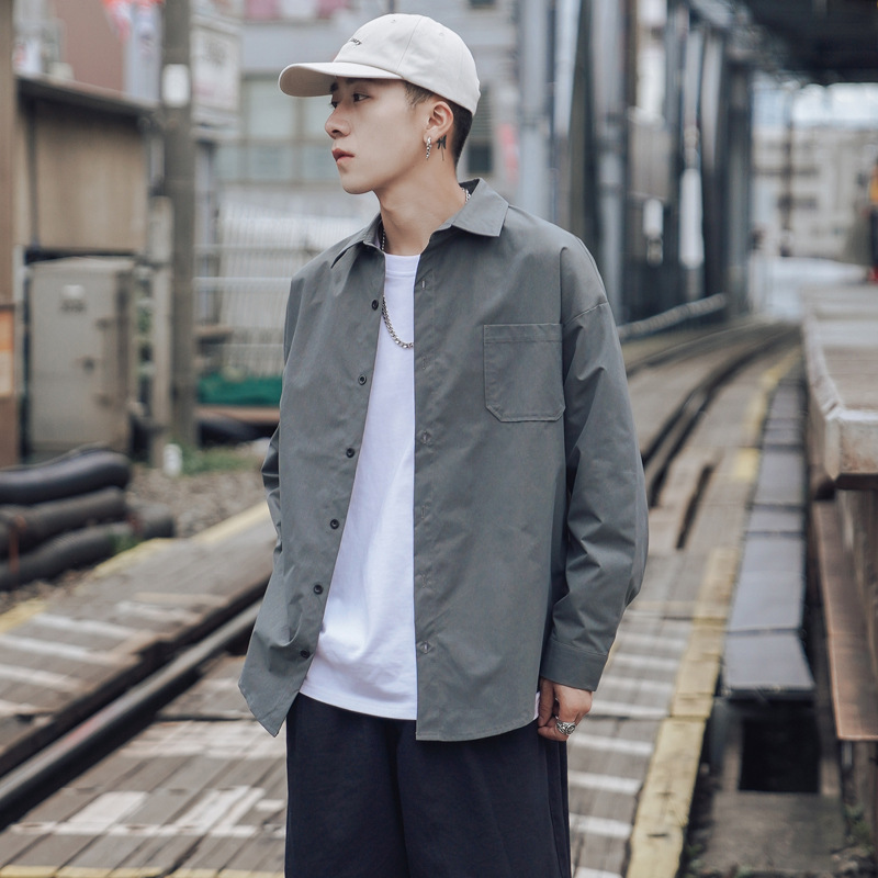 Áo Sơ Mi Nam Tay Dài Form Rộng Màu Trơn Phong Cách Hàn Quốc Cỡ M-2XL | BigBuy360 - bigbuy360.vn