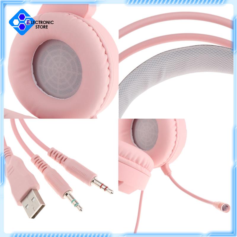 Tai Nghe Trùm Đầu Chơi Game Jack 3.5mm Màu Hồng | BigBuy360 - bigbuy360.vn