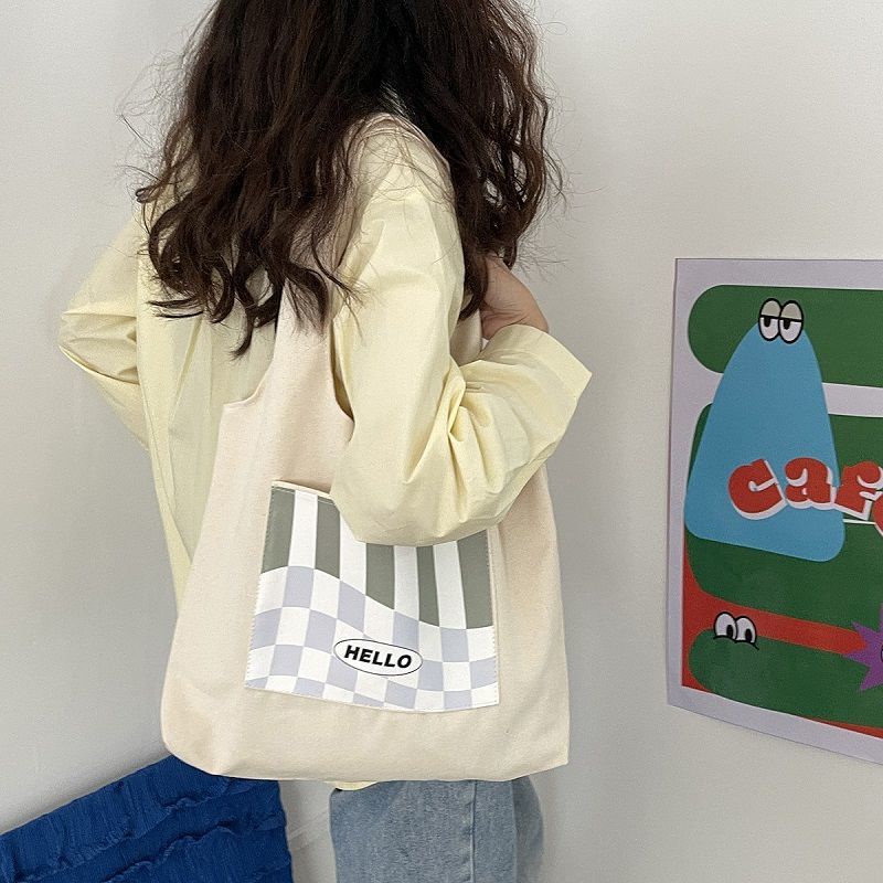 Túi Xách Canvas Cỡ Lớn Phong Cách Hàn Quốc Cho Nữ