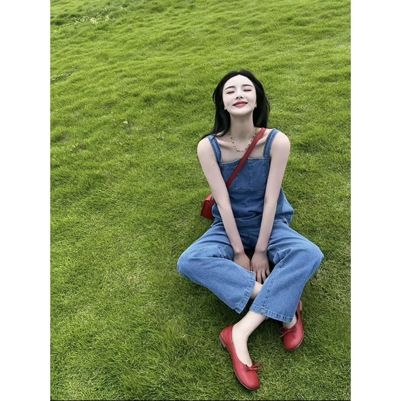 Set Denim Áo Hai Dây Và Quần Dài Taobao Order Kèm ẢNH THẬT