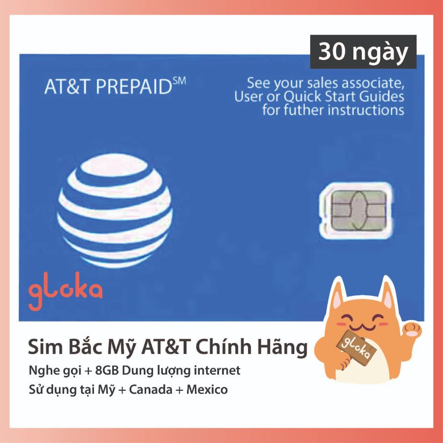Sim Bắc Mỹ Mỹ Canada Mexico chính hãng AT&T 30 ngày