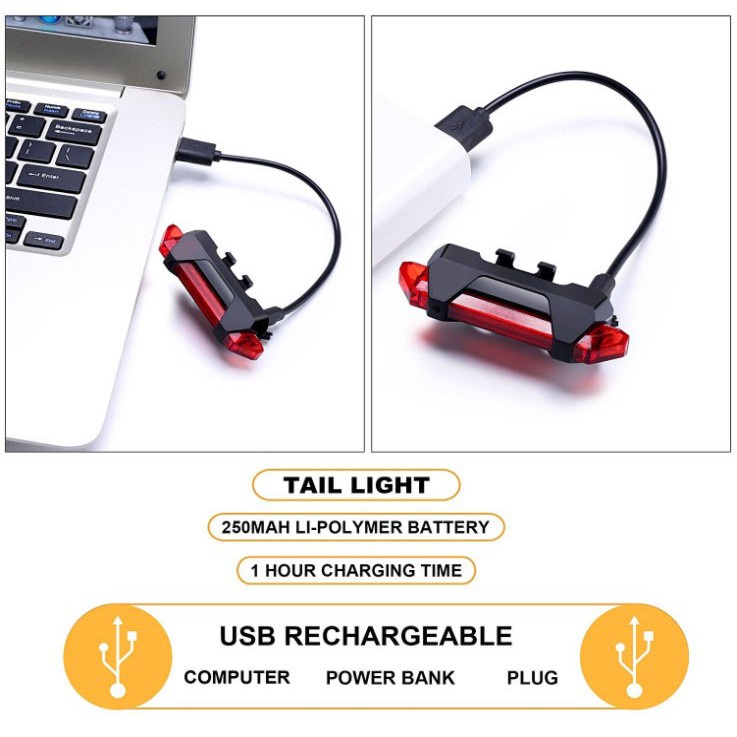 Đèn Xe đạp Thể Thao 2 TRONG MỘT BỘ USB Siêu Sáng Có Thể Sạc Lại Leo Núi Mặt đèn Pha Led Xe Máy