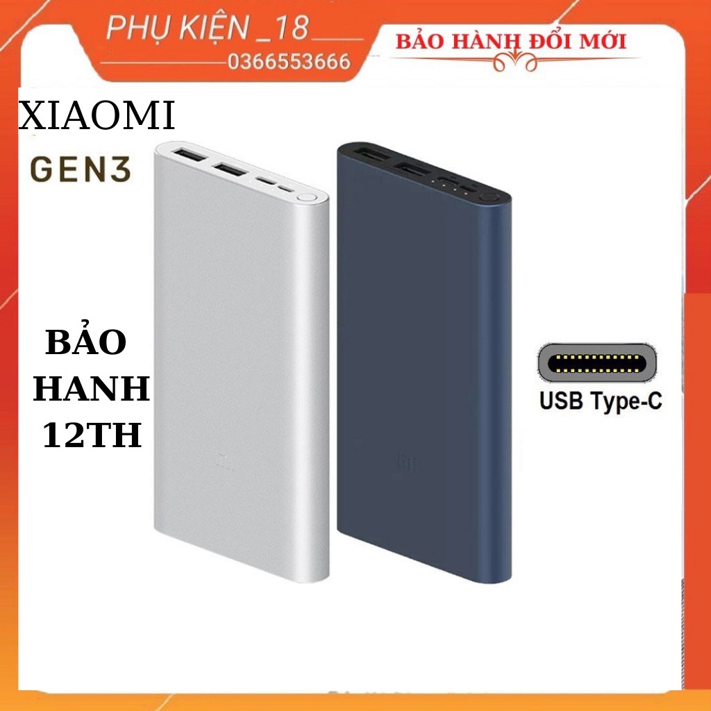 Sạc dự phòng Xiaomi Gen3 10000mAh FREE SHIP sạc dự phòng Chính Hãng - Hỗ trợ sạc nhanh QC 3.0 18W