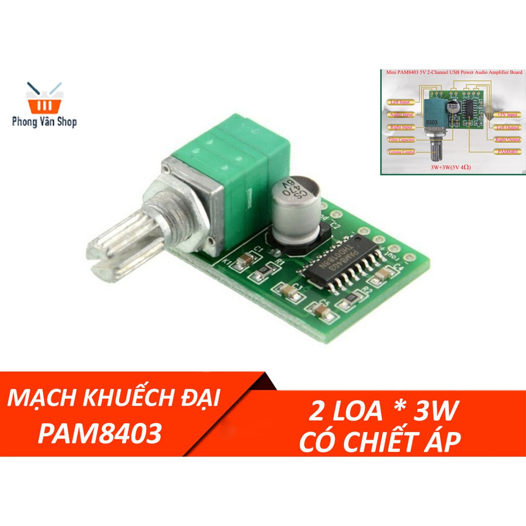 Mạch khuếch đại âm thanh PAM8403 2*3W 5v có chiết áp