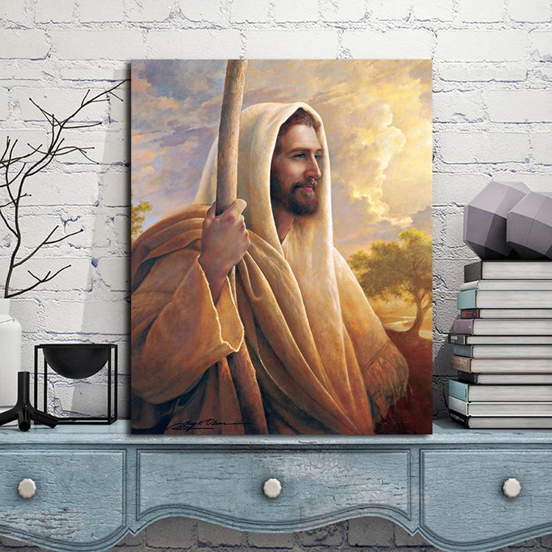 Tranh Vải canvas Treo Tường Hình Chúa jesus Cười Phong Cách Bắc Âu Độc Đáo