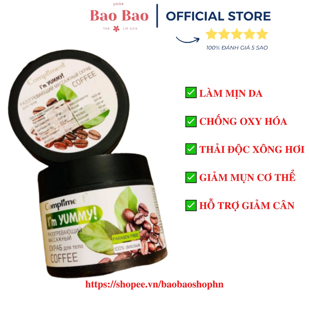 Tẩy tế bào chết body cafe I’M YUMMY hàng Nga chính hãng thơm socola cho da mềm mại hỗ trợ tiêu mỡ xấu trên da | BigBuy360 - bigbuy360.vn