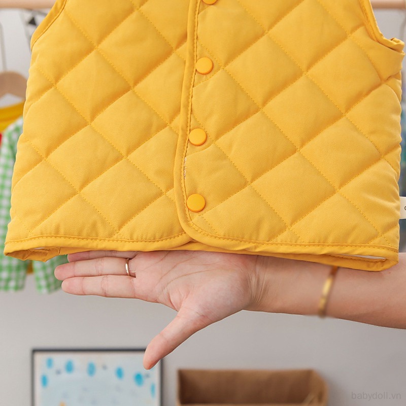 Áo Cotton Không Tay Màu Trơn Giữ Ấm Phong Cách Hàn Quốc Mới Cho Bé Gái