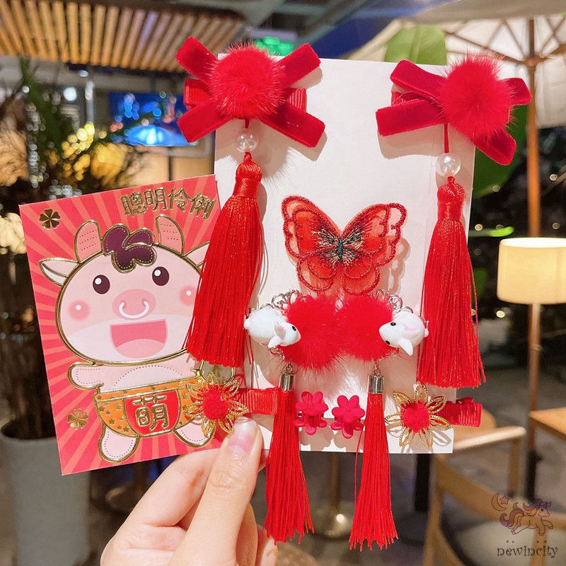 Set Kẹp Tóc Tua Rua Xinh Xắn Cho Bé Gái