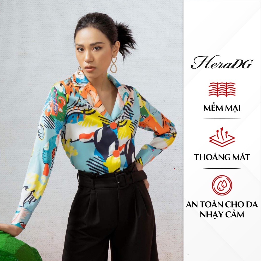 Áo Kiểu Cổ 2 Ve Dài Tay HeraDG Chất Liệu Vải Cao Cấp Thiết Kế Họa Tiết Cá Tính, Hiện Đại SAKBA056