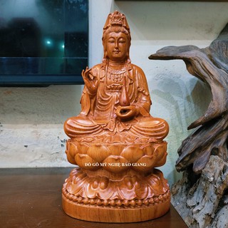 Tượng phật bà quan âm gỗ hương cao 30 cm