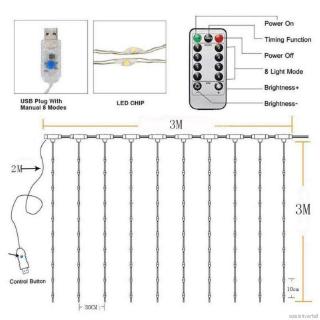 Dây Đèn Led Trang Trí 3mx3m 300 Bóng