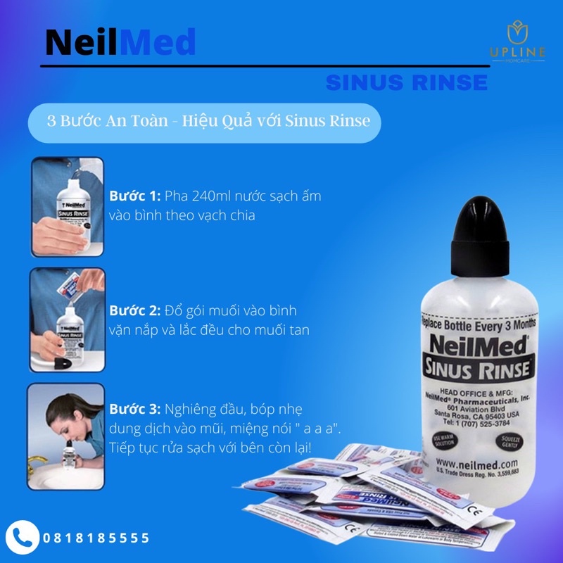 Gói muối rửa mũi Neilmed hàng chuẩn hiệu quả ngay lần sử dụng đầu - Hàng tách set- DATE 09/2023