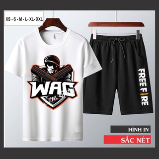 Bộ Quần Áo Thun Free Fire cổ tròn cotton màu trắng Đội Tuyển WAG