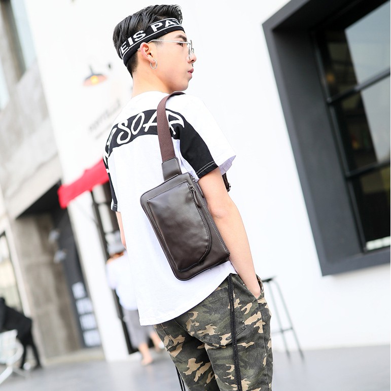 Túi Đeo Chéo Nam Mini Cá Tính Phom Hình Chữ Nhật Bền Đẹp Giá Rẻ Da PU Mềm Mại Chống Nước 3 Ngăn Rộng Rãi Tiện Lợi