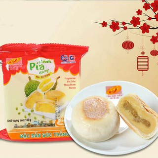 Lẻ 1 Chiếc Bánh Pía Đậu Sầu Riêng Chay 100gr Tân Huê Viên