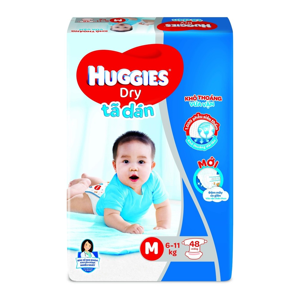 Tã dán Huggies Dry Jumbo (M, 6-11kg, 48 miếng)