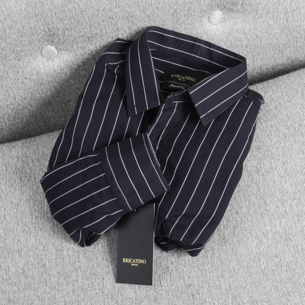 Áo sơ mi kẻ sọc nam, vải lụa cao cấp thái chống nhăn cao cấp, dáng ôm body, trẻ trung cá tính mã | BigBuy360 - bigbuy360.vn
