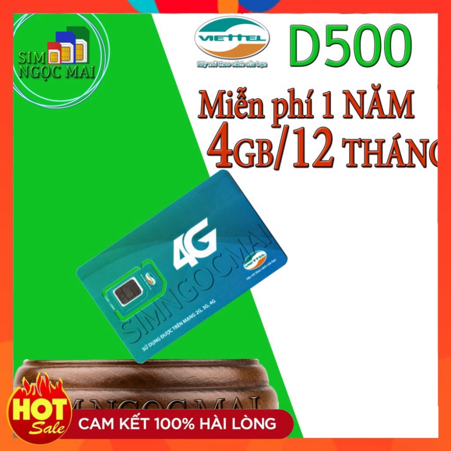 Sim 4G Viettel D500 - D500T - 12UMAX50N - D900 - 5Gb/tháng full một năm - NGHE GỌI ĐƯỢC - SIM N