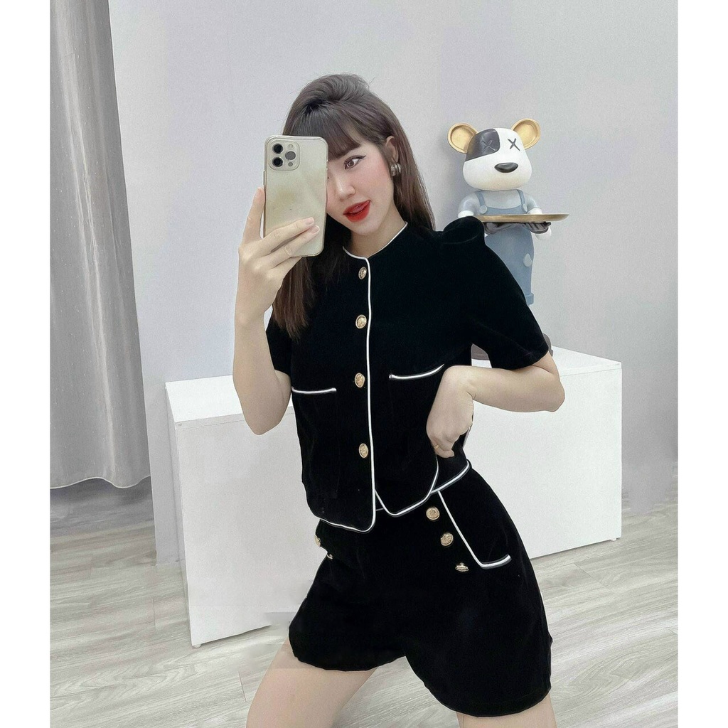 [Mẫu Mới] Sét Bộ Viền Né Cài Nút Thật Thời Trang Nữ Sam Closet Free Size 40-55kg