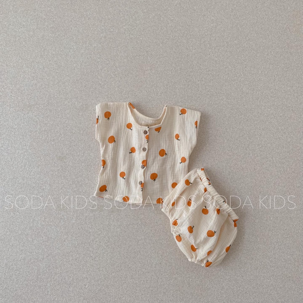 (Hàng thiết kế) Bộ quần áo quả cam bé trai bé gái (2 mẫu)