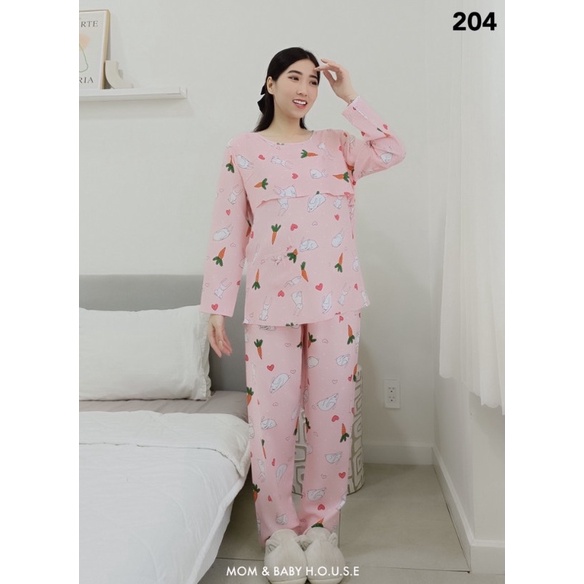 ( Big size)Bộ đồ mặc bầu và sau sinh lanh lụa lật ngực cho con bú tiện lợi