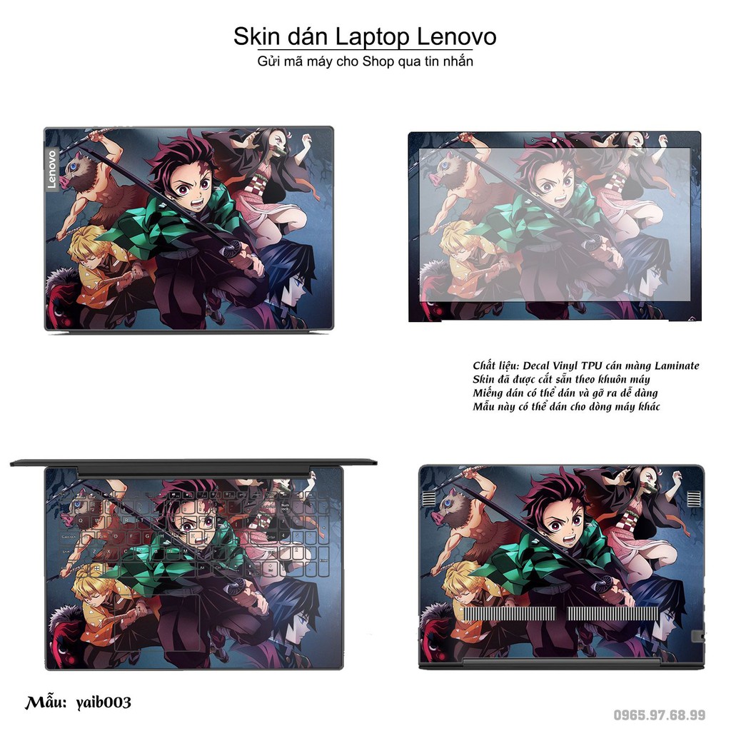 Skin dán Laptop Lenovo in hình Kimetsu No Yaiba (inbox mã máy cho Shop)