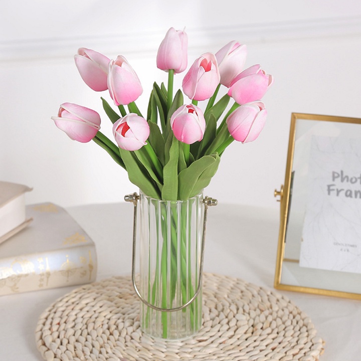 Hoa Giả - Combo 10 cành Hoa Tulip Havi cao cấp 33cm trang trí nhà cửa, decor studio