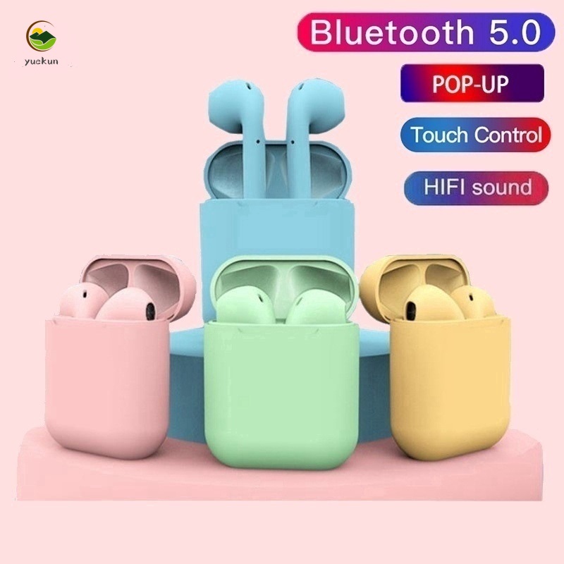 Tai nghe không dây TWS Bluetooth 5.0 I12 có hộp sạc nhiều màu sắc thời trang