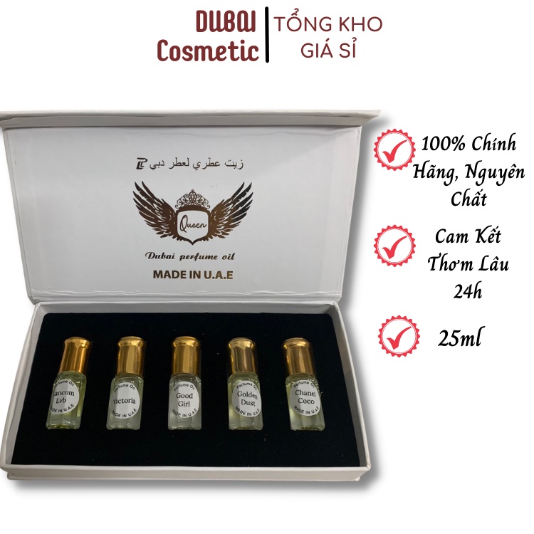 Tinh Dầu Nước Hoa Dubai Chính Hãng Set 5 Chai Nam Nữ 25ml - Dubaicosmetic