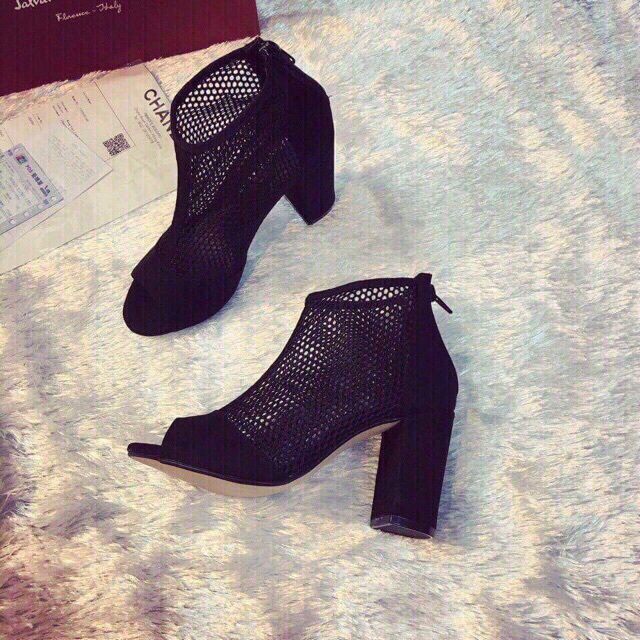 [Mã FASHIONGREEN15 giảm tới 30K đơn 99K] (S125) Sandal lưới khoá sau gót cao 7 phân Minh Vân | BigBuy360 - bigbuy360.vn