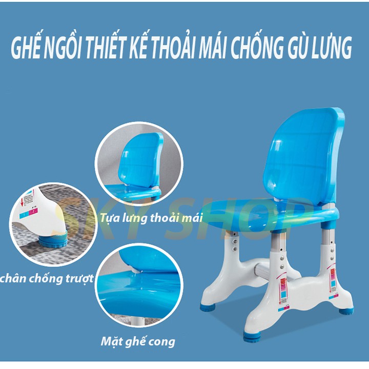 Bàn Ghế Học Sinh Thông Minh Chống Gù Lưng Cận Thị - Điều Chỉnh Độ Nghiêng Độ Cao