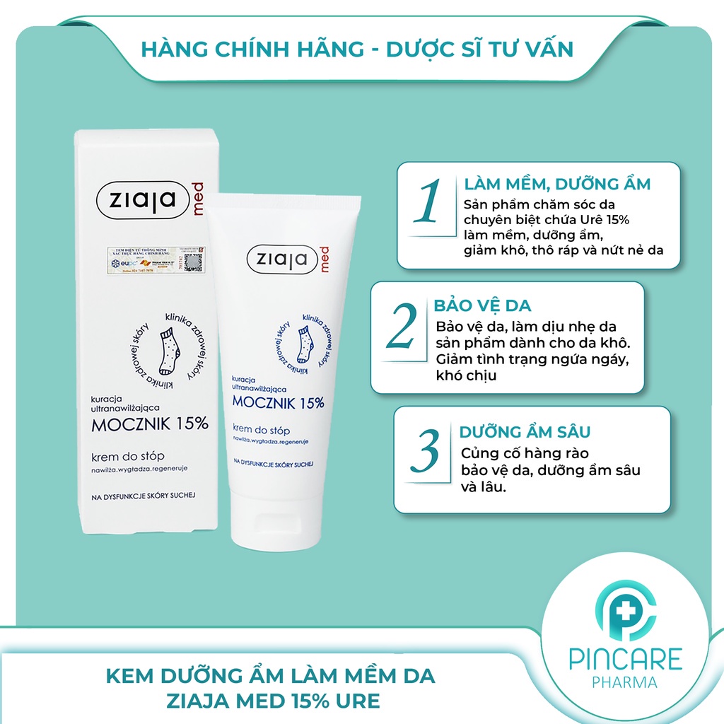Kem Dưỡng Ẩm Làm Mềm Da Ziaja Med 15% Ure - Hàng chính hãng - Nhà Thuốc Pincare