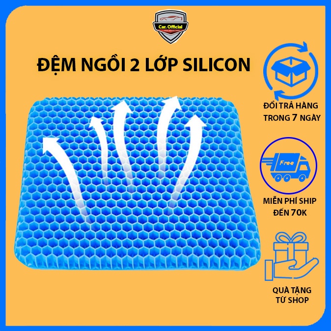 Đệm Ngồi 3D 2 Lớp Thoáng Khí - Đệm Gel Tổ Ong Đàn Hồi Lót Ghế - Chống Đau Mỏi Lưng