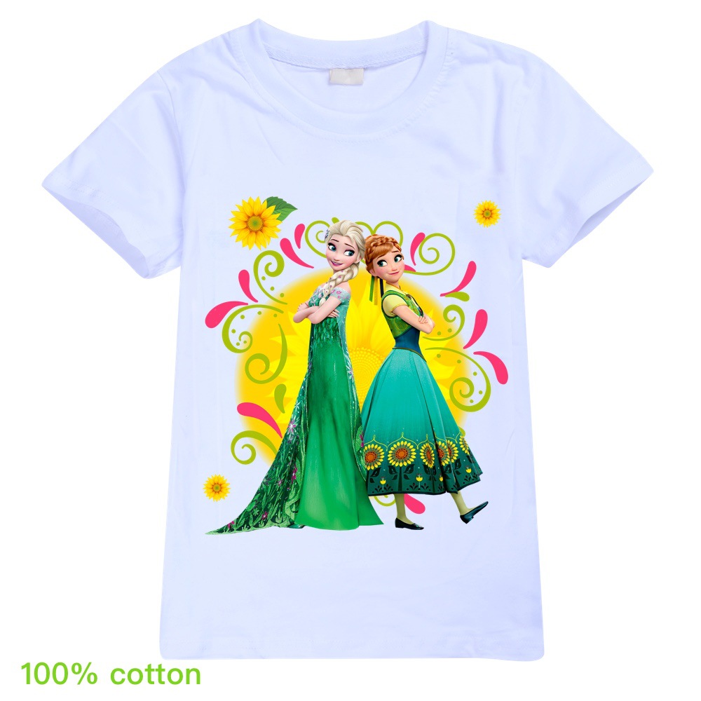 Áo Thun 100% Cotton Cổ Tròn In Hình Công Chúa Trong Phim Hoạt Hình Frozen 2020